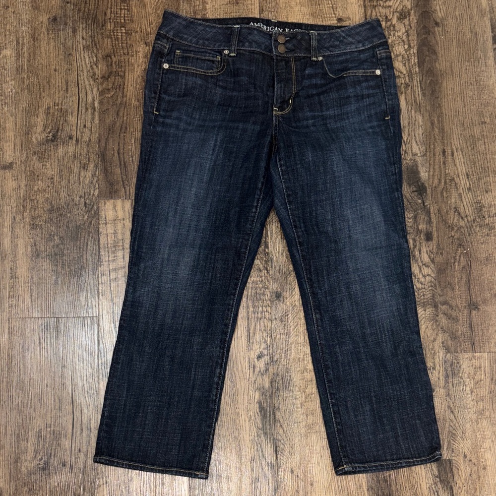 American Eagle Outfitters Women's Deep Indigo Cropped Jeans